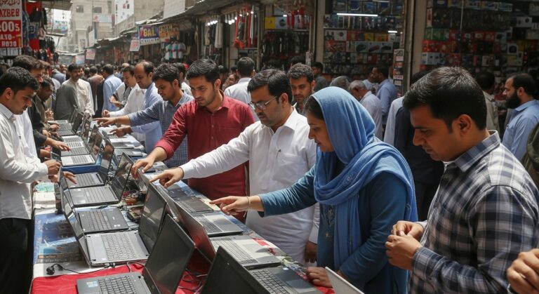 Laptop Prices Drop in Mumtazabad Mobile Market, Multan – Buyers Rush for New Deals